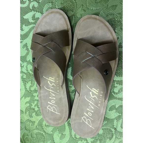 Blowfish Malibu Sandals Toasted Gold Slip On Sz 7.5 New - Picture 3 of 6